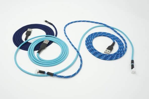 Ultra flexible replacement mouse cables in different blue colors ready for wired mouse JST installation